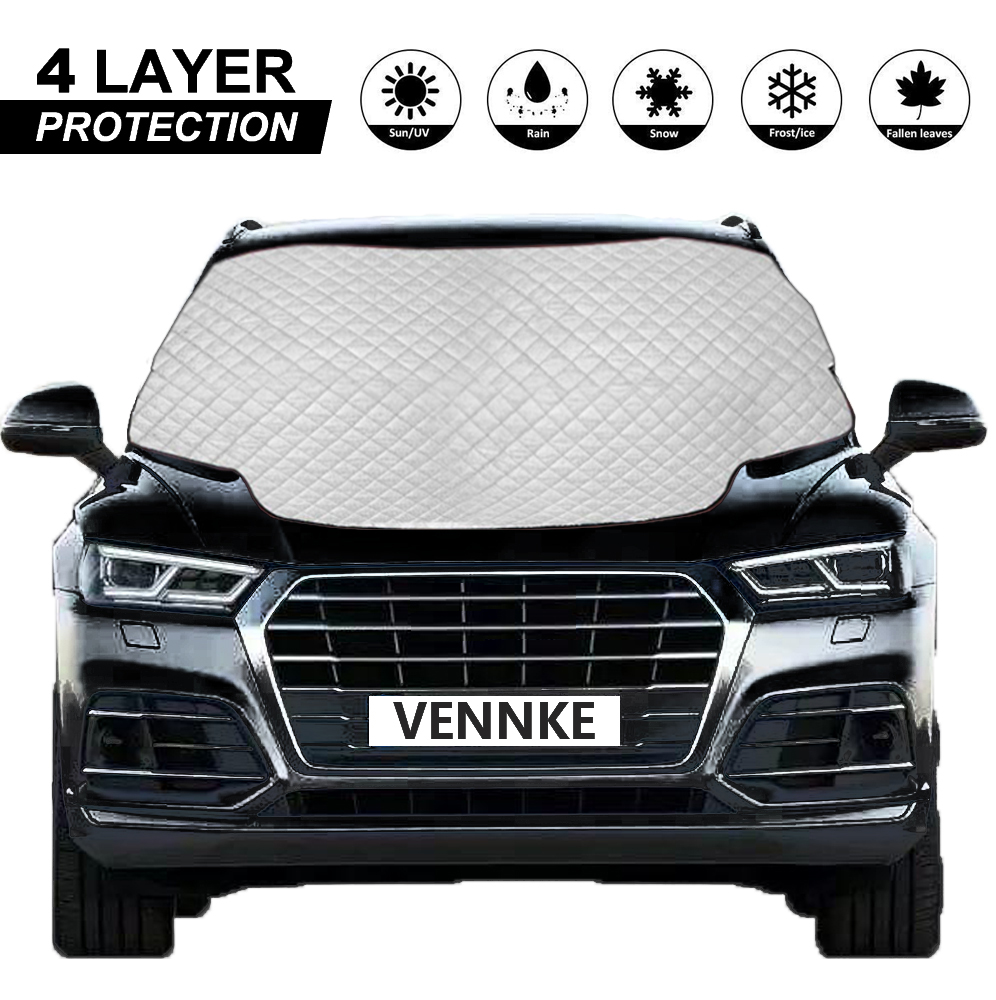 VENNKE Car Windshield Snow Cover, Car Ice Snow Frost Cover for Windshield,  Thicker 4 Layers Car